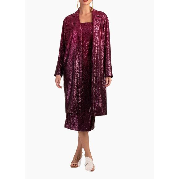 NWT Trina Turk pisces metallic sequin red jacket soft sz XS - Picture 2 of 5